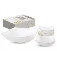 Набор салатников1+6 из стеклокерамики квадрат с золотым ободком