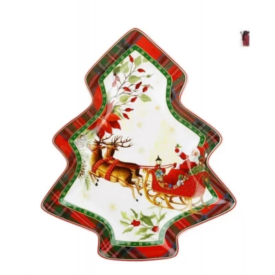 Фарфоровая тарелка в форме  ёлочки(25,1*21,5*3см) Christmas stor, Серия Шотланка