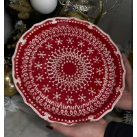 Керамическое круглое блюдо (27,5*3см) Снежинки