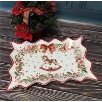 Фарфоровое прямоугольное блюдо(25см) Символ года Лошадка