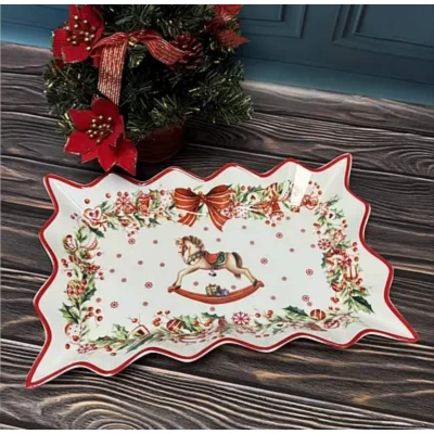 Фарфоровое прямоугольное блюдо(25см) Символ года Лошадка