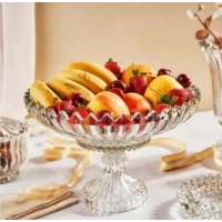 Стеклянная конфетница-фруктовница на ножке