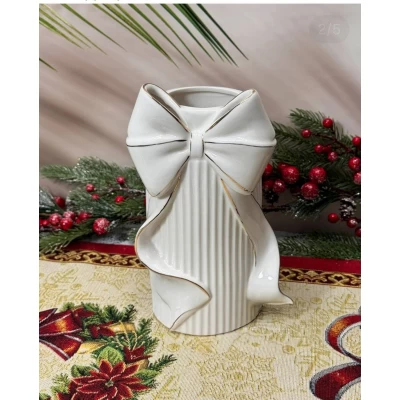 Ваза фарфоровая*Бант* 14,5*22см с золотом