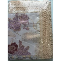 Скатерть Home Plus тканевая с кружевом (Роза) 150х220, в ассортименте