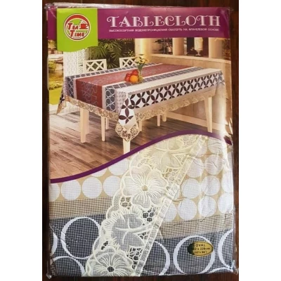 Скатерть ПВХ на основе, с виниловым кружевом. овал 152х228 Скатерть ПВХ на основе, с виниловым кружевом. овал 152х228