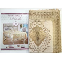 Золотая скатерть с люрексом и кружевом 160х220 см