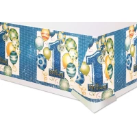 Скатерть детская полиэтиленовая " Первый год мальчик " 180x110 см Скатерть детская полиэтиленовая " Первый год мальчик " 180x110 см