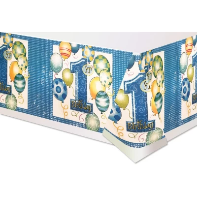 Скатерть детская полиэтиленовая " Первый год мальчик " 180x110 см Скатерть детская полиэтиленовая " Первый год мальчик " 180x110 см