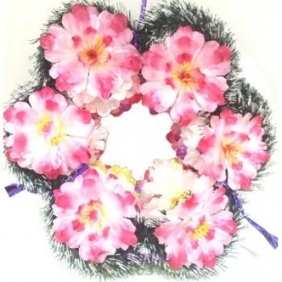 РИТУАЛЬНЫЙ ВЕНОК "СОЛНЦЕ" С АТЛАСНЫМ ОДИНАРНЫМ ЦВЕТКОМ