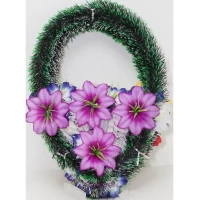 РИТУАЛЬНЫЙ ВЕНОК "КАПЛЯ" ОДИНАРНЫЕ ЦВЕТКИ (СЕРЕДИНКА ТРАВКА)