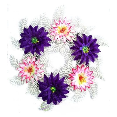 ВЕНОК ПЛАСТИКОВЫЙ БЕЛЫЙ "ЛОТОС+КРОКУС"