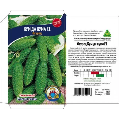 Семена Огурец КУМ ДА КУМА F1 – 50-70 семян. Скороспелый