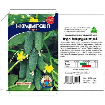 Семена огурец ВИНОГРАДНАЯ ГРОЗДЬ F1 – 50-70 семян. Раннеспелый