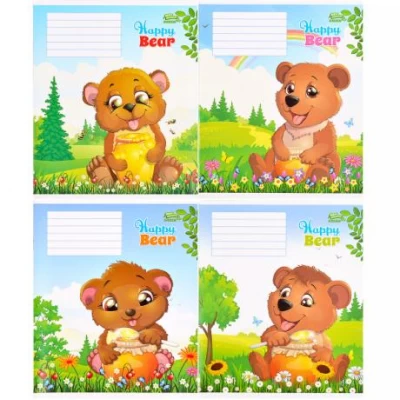 Зошит кольоровий 12 аркушів, коса лінія з додатковою лінією Green 2945