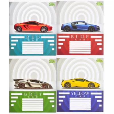 Зошит кольоровий 12 аркушів, коса лінія з додатковою лінією Green 2947