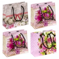 Пакет кольоровий чашка Квітковий мікс 16х16х7 см 2012