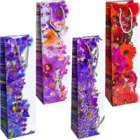 Пакет кольоровий Пляшка - мікс Квіти 12х39х9 см 7005