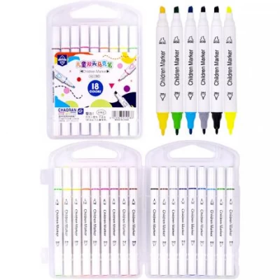 Фломастер двосторонній 18 кольорів Children Marker 190-18 в пластиковому боксі