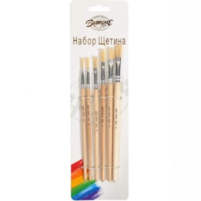 Набір пензликів плоских 6шт Щетина Barogue 763