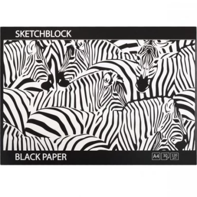 Альбом для акварели черная бумага А4 "KRAFT" 30 листов, 120г/м², клееная Альбом для акварели черная бумага А4 "KRAFT" 30 листов, 120г/м², клееная