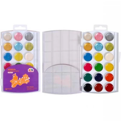 Акварель 12+3+3 перламутр, флуоресц. з/п RUDIX пластик 811811