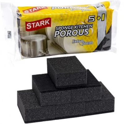Губка для для миття посуду крупнопориста STARK 5 + 1шт, 9,5 * 6,5 * 3,5 см