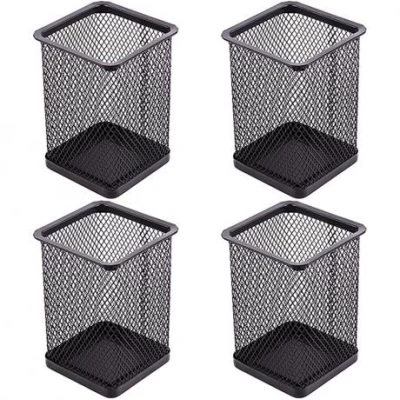 Стакан для ручок метал Квадратний 804 чорний, 8,5х8,5х10,0 см