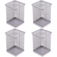 Стакан для ручок метал Квадратний 804-S срібло 8,5х8,5х10,0 см