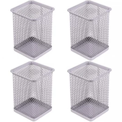 Стакан для ручок метал Квадратний 804-S срібло 8,5х8,5х10,0 см