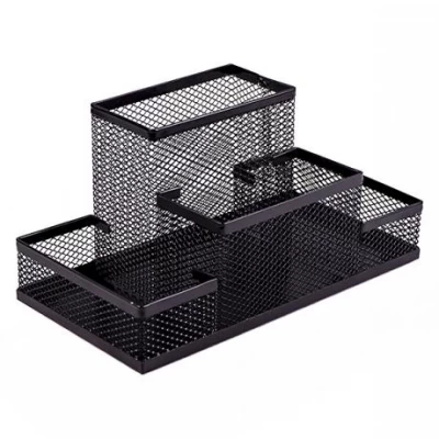 Органайзер настільний металевий Сітка 3684-В1 чорний 4 відд. 15х10х10см