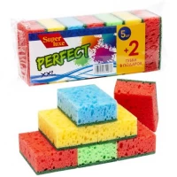 Губка для мытья посуды "Super Lux" PERFECT 5+2 штук, 9,5*3,5*6,5 см