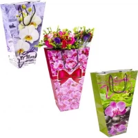 Пакет кольоровий для букетів малий Орхідея 37х24х10 см 8002