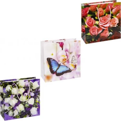 Пакет кольоровий квадрат Квіти 24х24х10 см 4018 Пакет кольоровий квадрат Квіти 24х24х10 см 4018