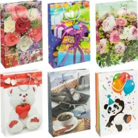 Пакет кольоровий великий МІКС вертикальний 25х39х8 см 5038