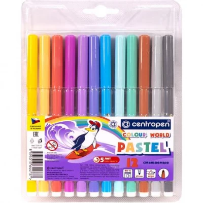 Фломастер 12 цветов CENTROPEN пастель 7550/12