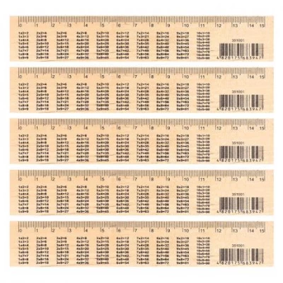 Лінійка 15 см, дерев'яна Таблиця множення