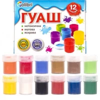 Гуаш Яскраві плями 12 кольорів, 20мл Mizar Ц394003У Гуаш Яскраві плями 12 кольорів, 20мл Mizar Ц394003У