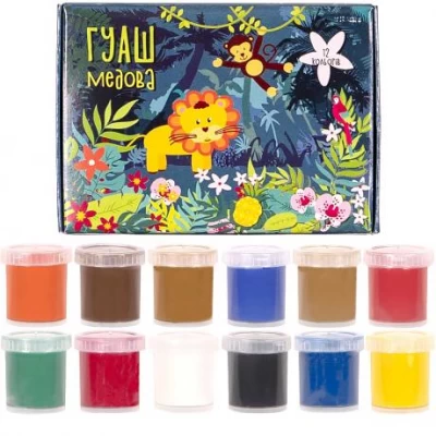 Гуаш Сафарі 12 кольорів, 15мл Mizar ГШ-003-МВ