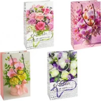 Пакет кольоровий середній Квіти 27х16х7 см 3024