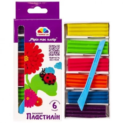 Пластилін воск.фруорисц. Творчість 6 кольорів, 90 г Гамма 400304