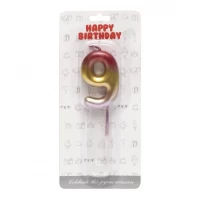 Свеча-цифра "9" металлик разноцветная JY-1065