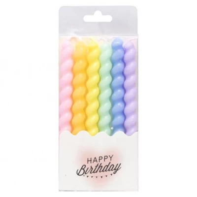 Набір свічок для торта 6шт спіраль кольорова TL-1047