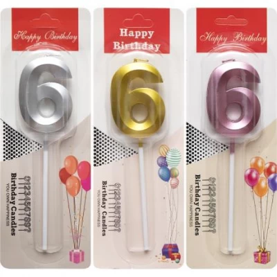 Свічка-цифра 6 металік TL-1056 Свічка-цифра 6 металік TL-1056