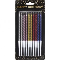 Набір свічок для торта 10шт TL-1046 металік спіраль