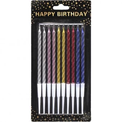 Набір свічок для торта 10шт TL-1046 металік спіраль