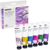 Фарби 75мл Art Ranger 6 кольорів Acryliс  glitter  FEA0675T-G