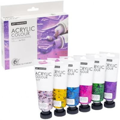 АКЦІЯ! Фарби 75мл Art Ranger 6 кольорів Acryliс  glitter  FEA0675T-G