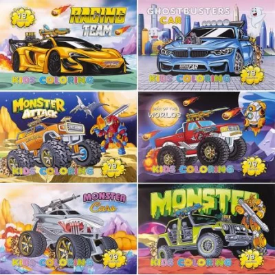 Раскраска А4 "Машинки" 16 листов 22198-22205/Р089-9-16