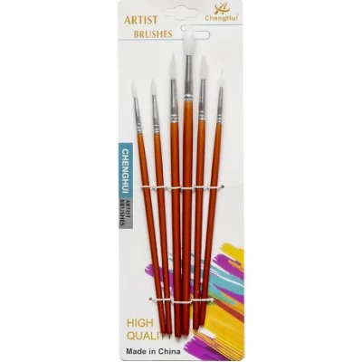 АКЦІЯ! Набір пензликів круглих білих 6шт  1009