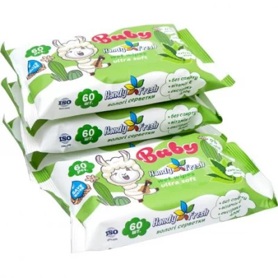 Вологі серветки 60шт Handy Fresh baby алоє